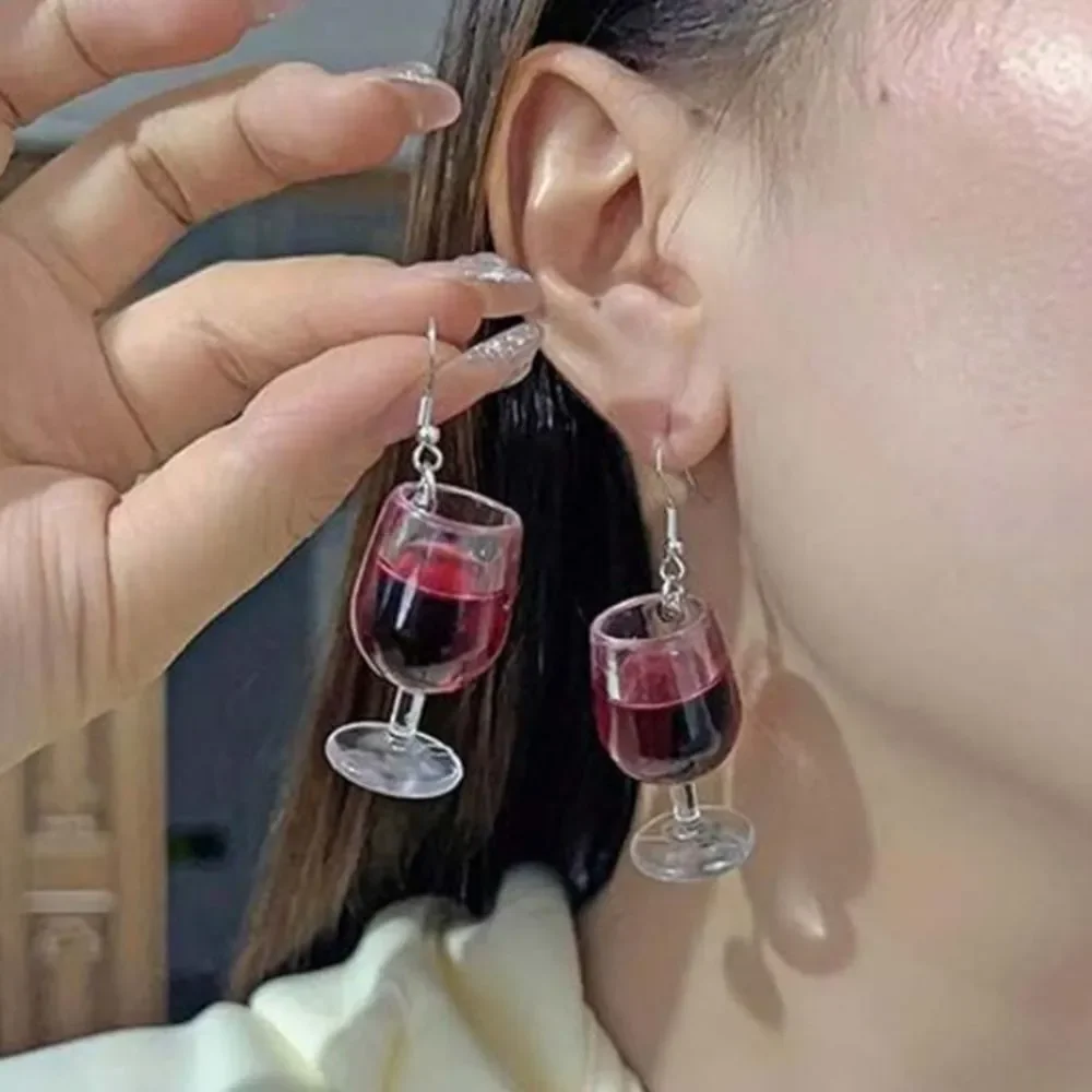 3for$20 1 Pair Wine Glass Design Creative Dangle Earrings Elegant Leisure
